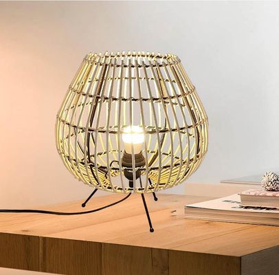 Lampe de table de bambou de rotin de couleur naturelle Pour l'atmosphère du lit de la chambre à coucher