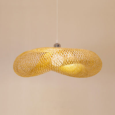 Pendentif de lustre en bambou en rotin Tissage à la main léger Style rustique avec hauteur réglable pour une utilisation en intérieur