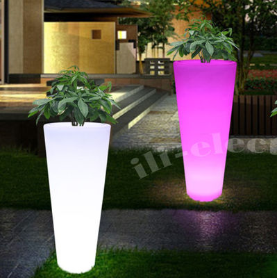 Bouteille de fleurs en plastique haute, ronde, éclairée à LED