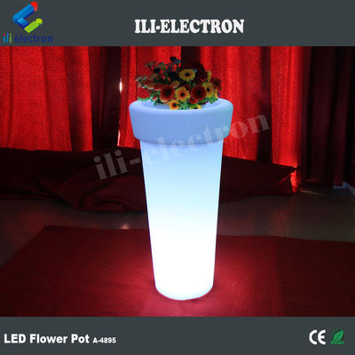 Bouteille de fleurs en plastique haute, ronde, éclairée à LED