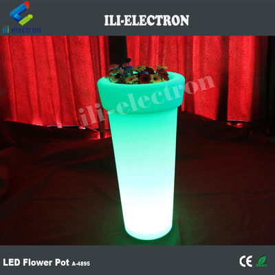 Bouteille de fleurs en plastique haute, ronde, éclairée à LED