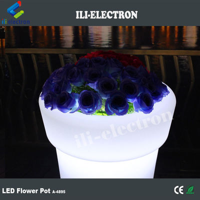 Bouteille de fleurs en plastique haute, ronde, éclairée à LED