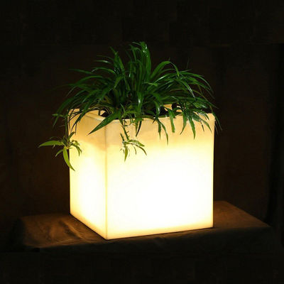 Bouteille de glace LED en PE carré en plastique éclairé / pot de fleurs LED / planteur de fleurs