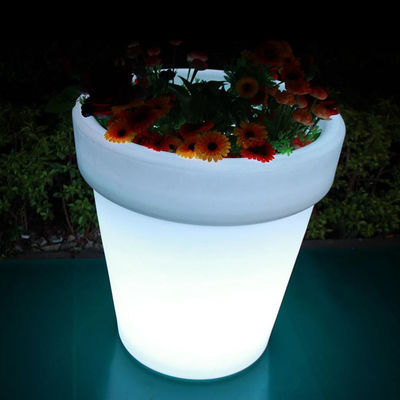 Planteur de lumière LED rechargeable, Planteurs éclairés en plein air Ronde changeant de couleur