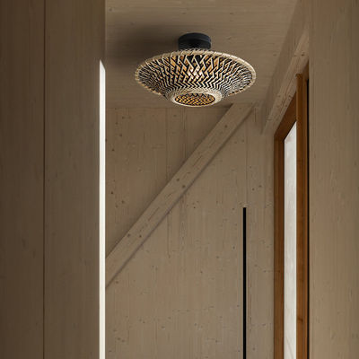 Lampe pendentive en bambou rond, lampe de plafond tissée pour l' éclairage intérieur