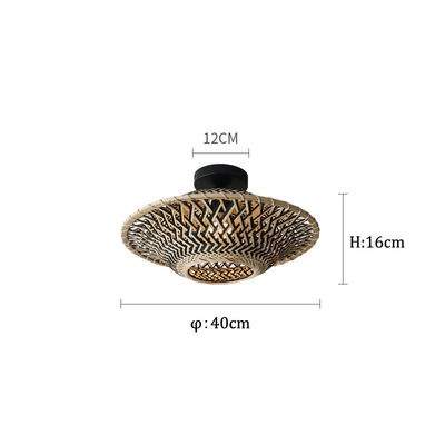 Lampe pendentive en bambou rond, lampe de plafond tissée pour l' éclairage intérieur