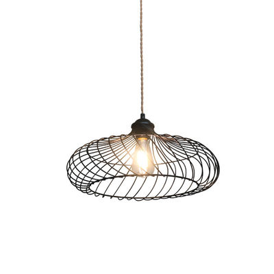 Lampe suspendue de style industriel en matériau de bambou avec prise et interrupteur