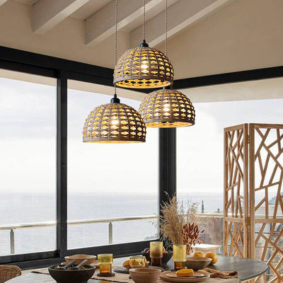 Lumière à l'ombre en bambou créatif pour salle à manger intérieure