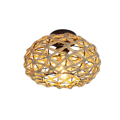 Lampe suspendue de balcon créative lampe de plafond rétro à corde de chanvre