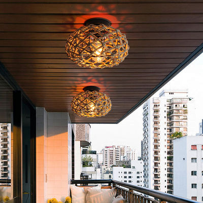 Lampe suspendue de balcon créative lampe de plafond rétro à corde de chanvre