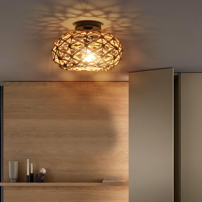 Lampe suspendue de balcon créative lampe de plafond rétro à corde de chanvre