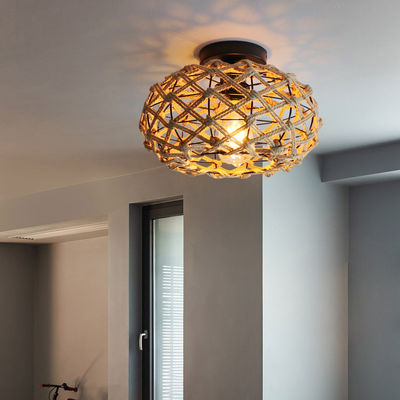 Lampe suspendue de balcon créative lampe de plafond rétro à corde de chanvre