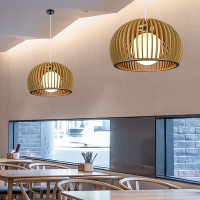 Chandelier en bois massif moderne, pendentif en rotin lumière pour le salon du restaurant