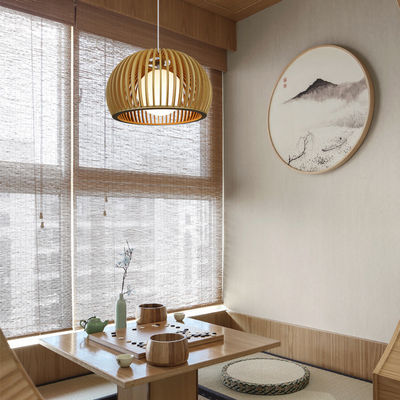 Chandelier en bois massif moderne, pendentif en rotin lumière pour le salon du restaurant
