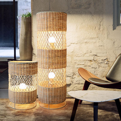 Lampe de sol en rotin à LED faite à la main Pour la décoration du salon