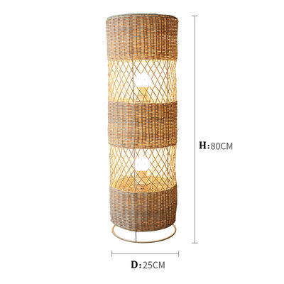 Lampe de sol en rotin à LED faite à la main Pour la décoration du salon