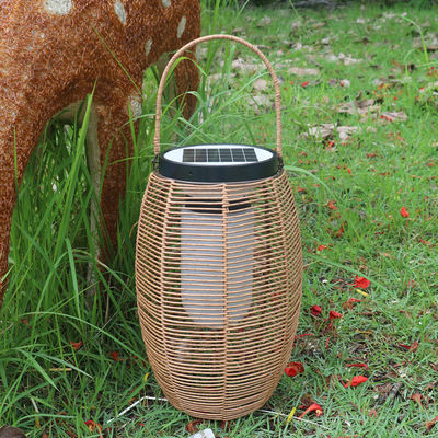 IP65 lampes solaires tissées en rotin, 3500K lampe de jardin en rotin alimentée par l' énergie solaire