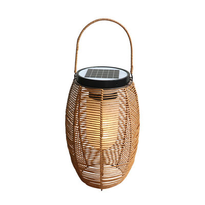 IP65 lampes solaires tissées en rotin, 3500K lampe de jardin en rotin alimentée par l' énergie solaire