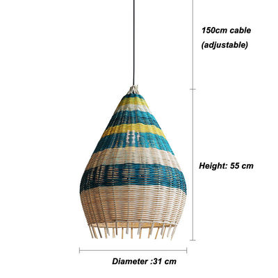 Lumière suspendue tissée en bambou pour l'éclairage intérieur