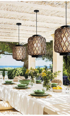 Lumière de pendentif en rotin décoratif, petit lustre en rotin résistant à l' eau