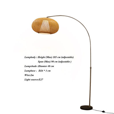 Contrôle de commutateur à lampe à l'ombre de bambou à rotin à LED
