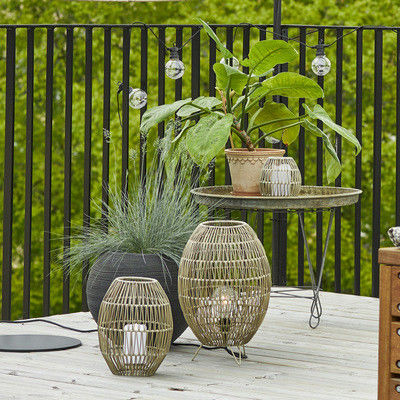 Ip44 LED Rattan lampe de sol pour piscine de jardin