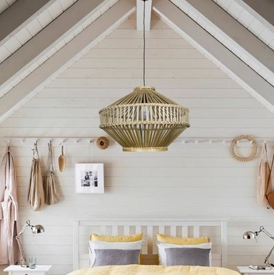 3500K rétro Bambou Lumière suspendue tissée Pour salon intérieur