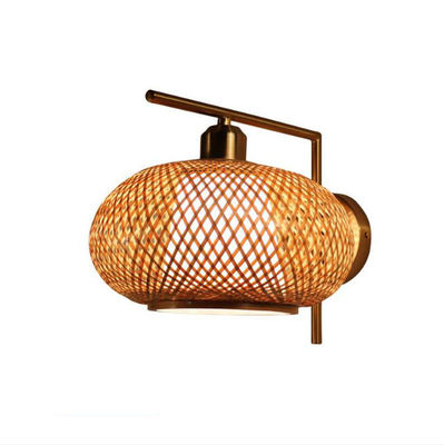 OEM lampes murales en rotin rond, lampe de bambou en rotin source de lumière LED