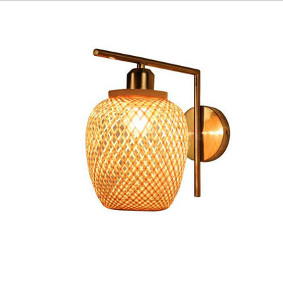 OEM lampes murales en rotin rond, lampe de bambou en rotin source de lumière LED