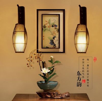 Lampe murale chinoise rétro en bois massif - Hôtel lampe de couloir en bambou - lampe murale à lanterne en bambou antique