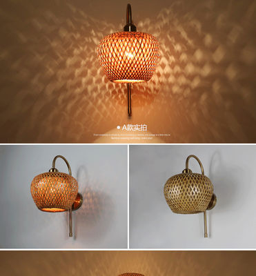 E27 LED Tissue Bambou Lampe de mur Sconce 3500K Pour chambre à coucher salle de bain