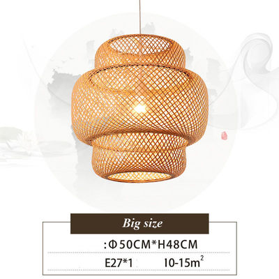 3500K Ronde Bambou Tissage LED Pendant Lumière, Ronde Rattan Lumière OEM ODM