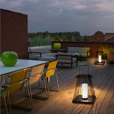Lumière de plancher en rotin créatif E27 Base pour jardin extérieur