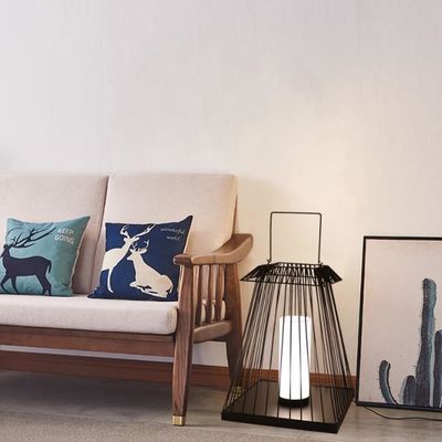 Lumière de plancher en rotin créatif E27 Base pour jardin extérieur