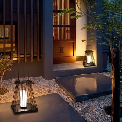 Lumière de plancher en rotin créatif E27 Base pour jardin extérieur