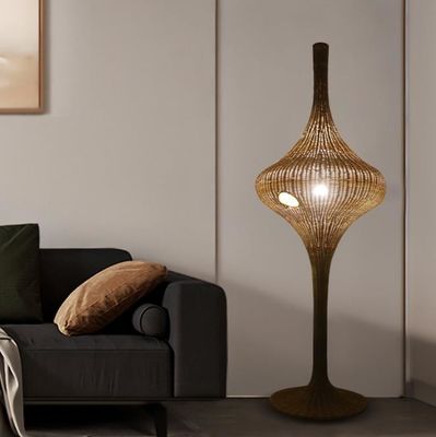 Lampe de sol en rotin moderne E27 Base pour le salon Hôtel
