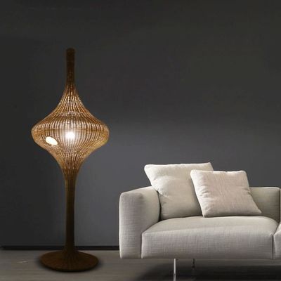 Lampe de sol en rotin moderne E27 Base pour le salon Hôtel