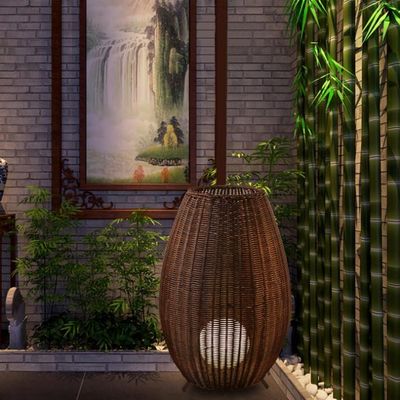 Lampe de sol en rotin de luxe sur mesure, Lumière de sol en wicker créative pour intérieur