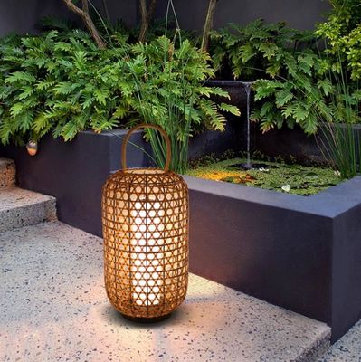 Lampe de sol en rotin étanche, lampe de terrasse en coton pour balcon extérieur