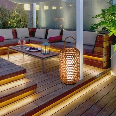 Lampe de sol en rotin étanche, lampe de terrasse en coton pour balcon extérieur