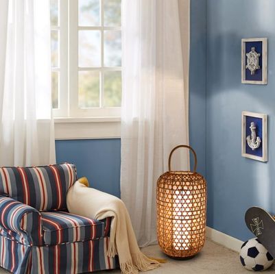 Lampe de sol en rotin étanche, lampe de terrasse en coton pour balcon extérieur