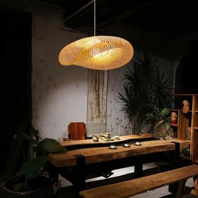 Lumière pendant en bambou rotin pour chambre d'intérieur