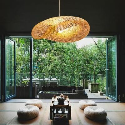 Lumière pendant en bambou rotin pour chambre d'intérieur