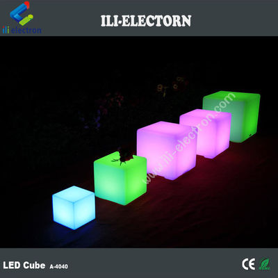 Multi-couleur LED éclairé cube tabouret 40 cm télécommande rechargeable