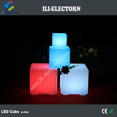 Multi-couleur LED éclairé cube tabouret 40 cm télécommande rechargeable