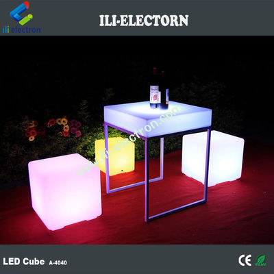 Multi-couleur LED éclairé cube tabouret 40 cm télécommande rechargeable
