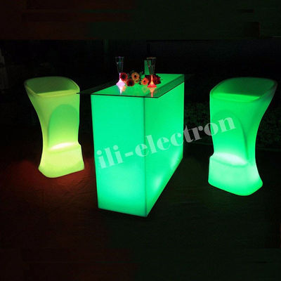 Table de bar rectangulaire éclairée imperméable à l'eau pour jardin extérieur