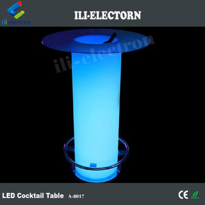 Table de cocktail haute vitre à LED, table de café éclairée avec seau de glace