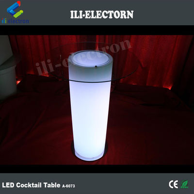Table de cocktail haute vitre à LED, table de café éclairée avec seau de glace