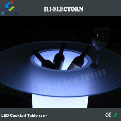Table de cocktail haute vitre à LED, table de café éclairée avec seau de glace